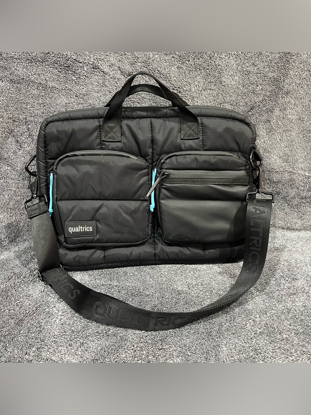 Qualtrics nylon puffer  Laptop Bag/ briefcase in black unisex